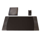 Protacini Castlerock Gray Italian Crocodile Leather 3pc Desk Set